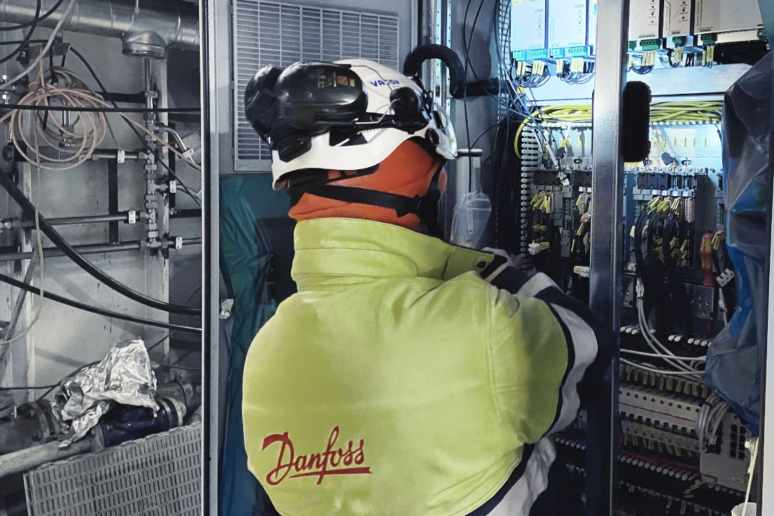 Danfoss worker in the engine room